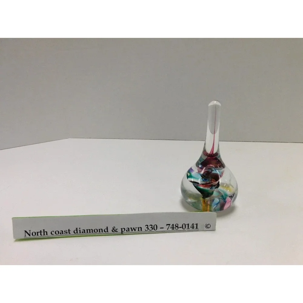 Glass Dimensions Art Glass Ring Holder Multi Color Swirl Paperweight DW709